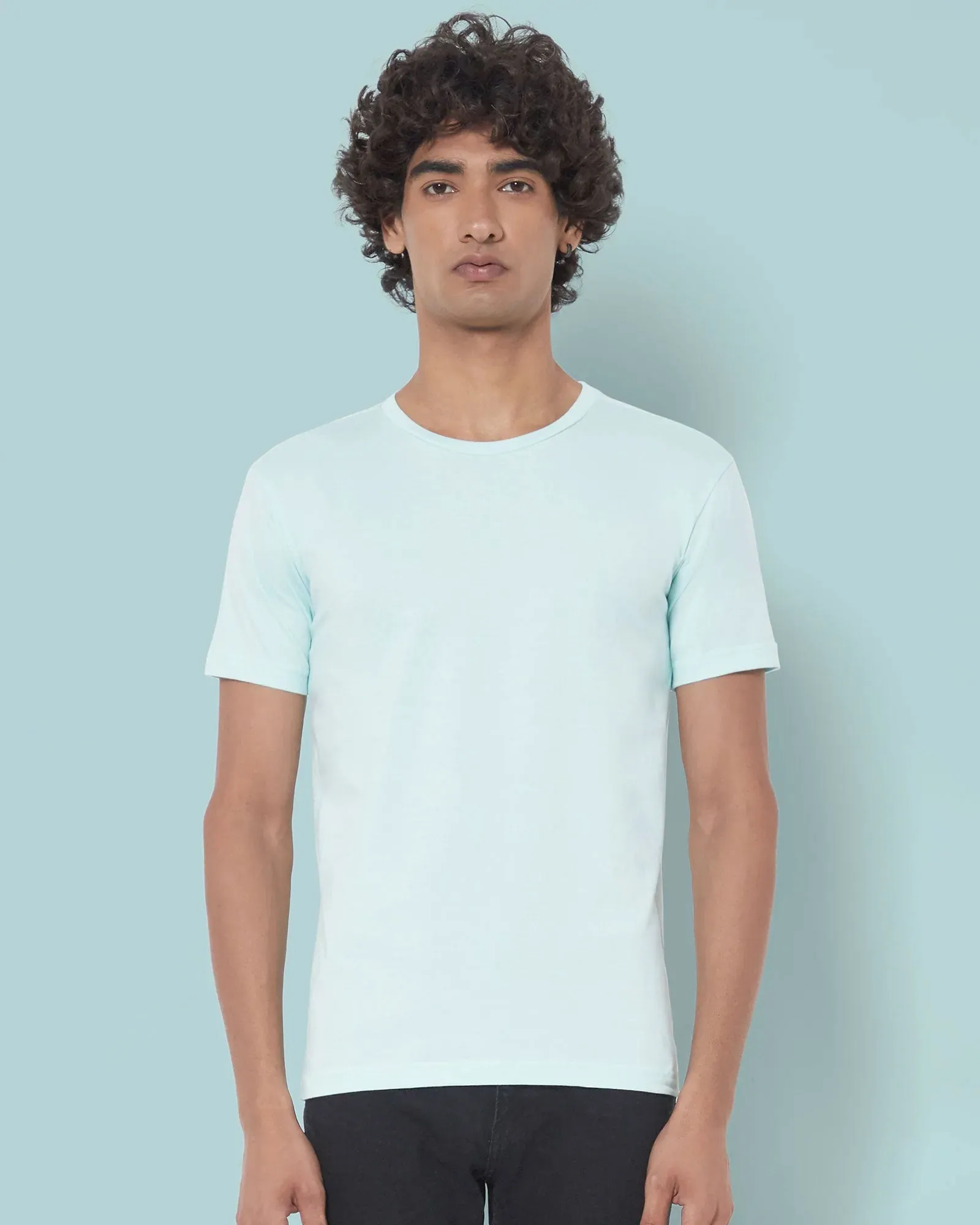Half Sleeves Crew Neck: Celeste