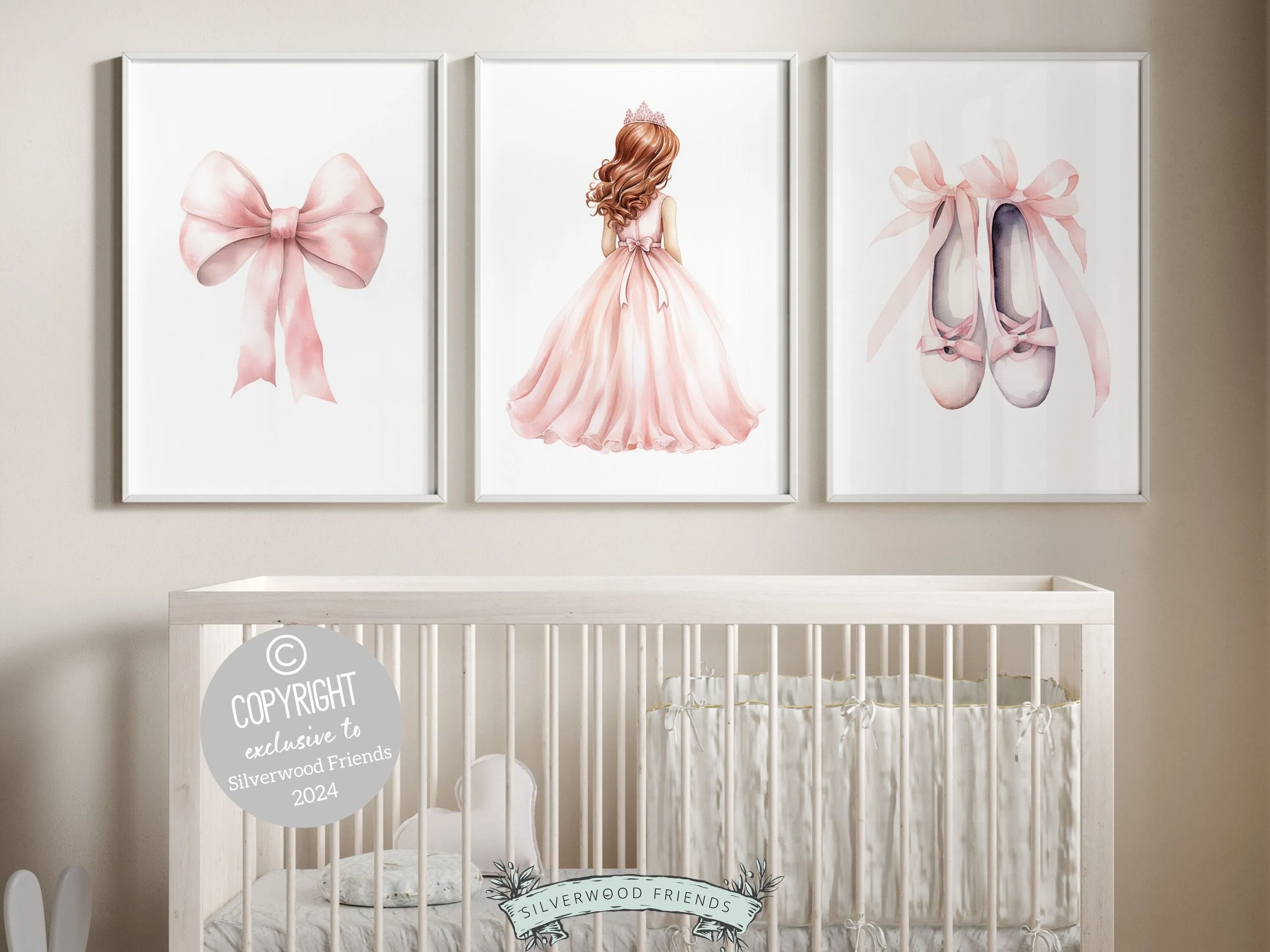 Red Hair Princess Nursery Prints
